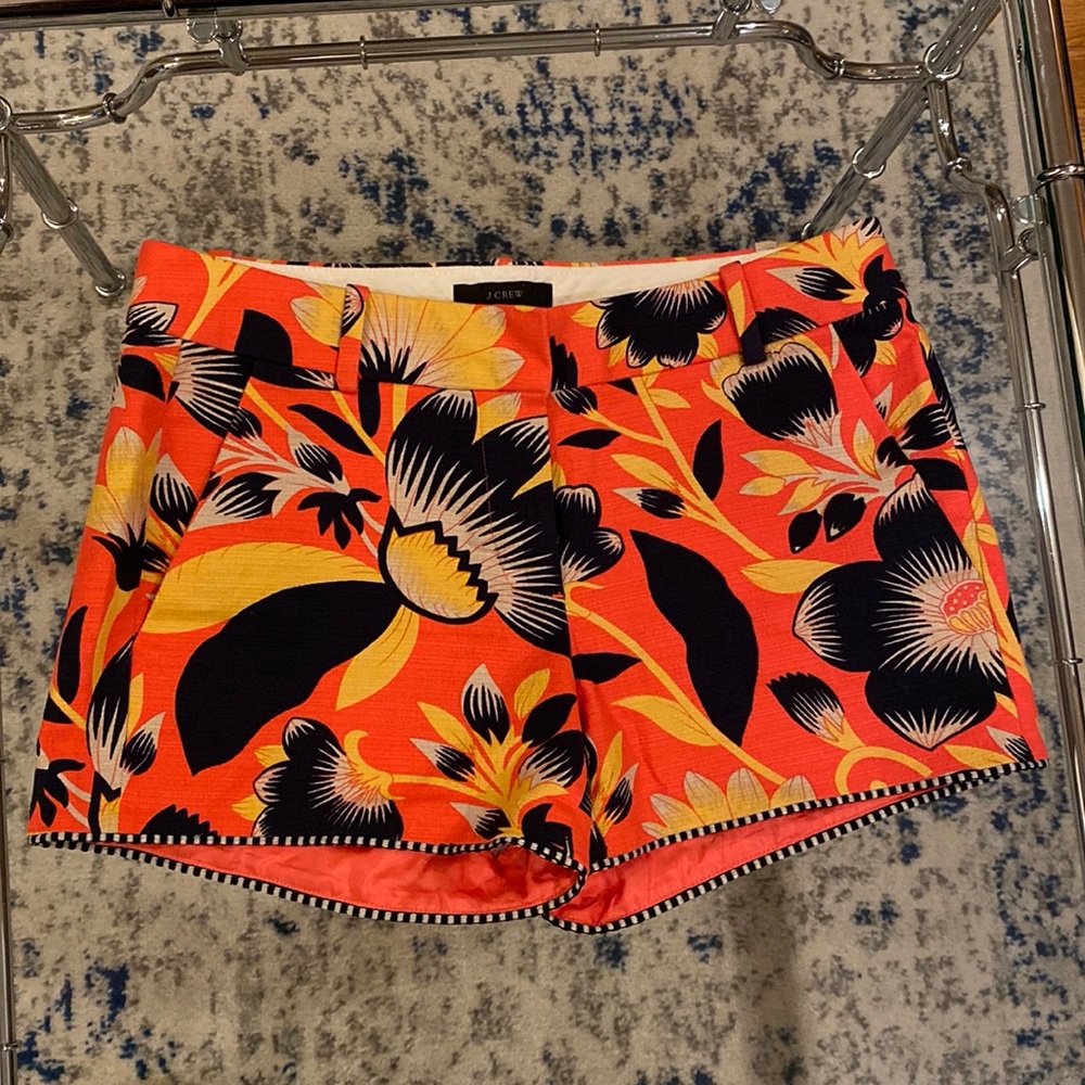 J. Crew Floral Print Orange Black Yellow Shorts